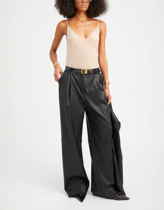 Wide-Leg Lammleder-Hose Paloma Pleated