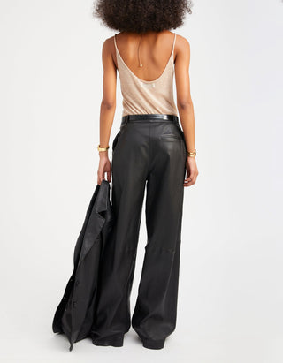 Wide-Leg Lammleder-Hose Paloma Pleated