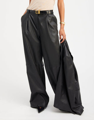 Wide-Leg Lammleder-Hose Paloma Pleated