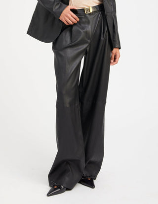 Wide-Leg Lammleder-Hose Paloma Pleated