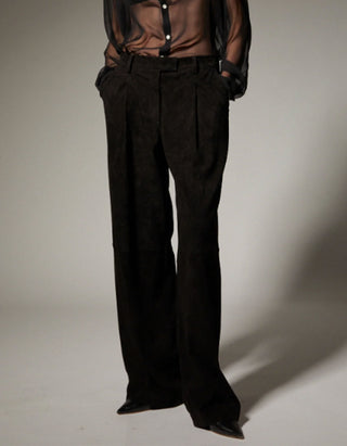 Veloursleder-Bundfaltenhose Paloma