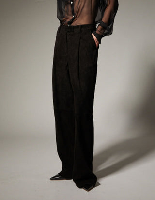 Veloursleder-Bundfaltenhose Paloma