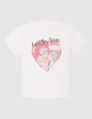 Bedrucktes Boxy-Cut T-Shirt Lucky You