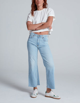 Washed-Out Jeans Crop Wide Leg