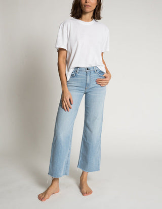 Washed-Out Jeans Crop Wide Leg