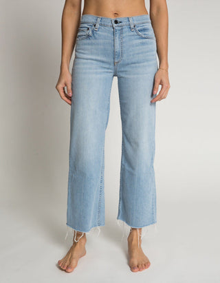 Washed-Out Jeans Crop Wide Leg