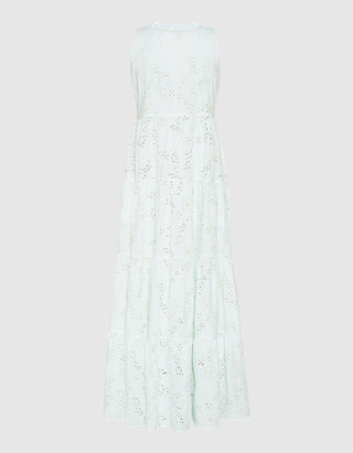 Besticktes Kleid mit Binde-Detail