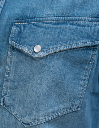 Jeans-Bluse mit offenem Saum