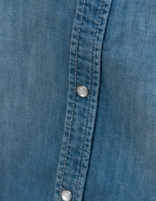 Jeans-Bluse mit offenem Saum