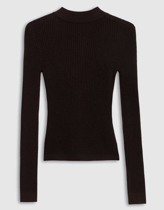 Geripptes Kaschmir-Polo Longsleeve Shrunken