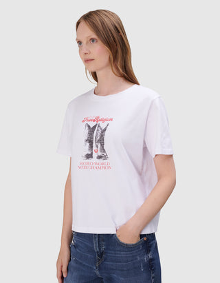 Bedrucktes Baumwoll-T-Shirt Boots