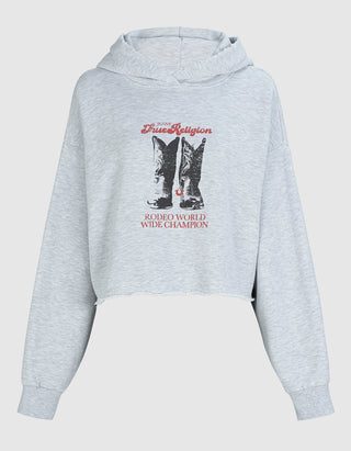 Bedruckter Cropped Oversize Hoodie