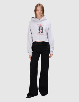 Bedruckter Cropped Oversize Hoodie