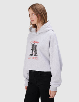 Bedruckter Cropped Oversize Hoodie