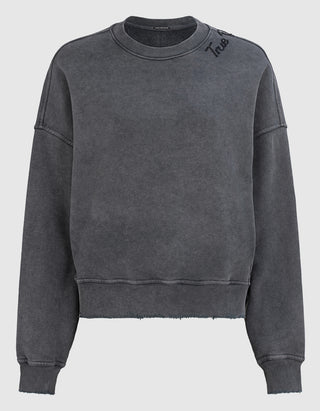 Sweatshirt Crew Boxy mit Label-Stickerei