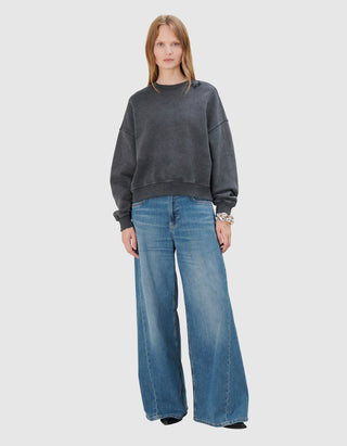 Sweatshirt Crew Boxy mit Label-Stickerei