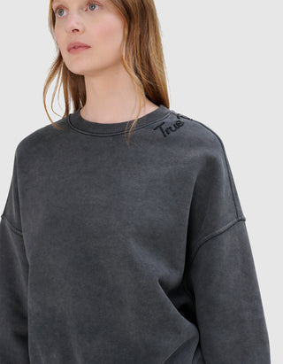 Sweatshirt Crew Boxy mit Label-Stickerei