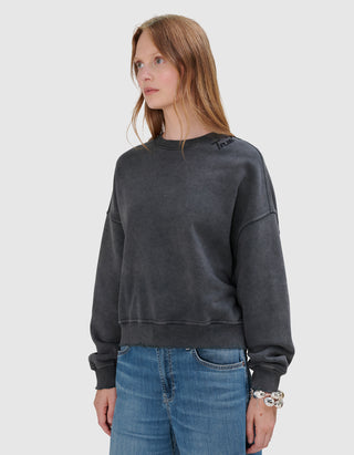 Sweatshirt Crew Boxy mit Label-Stickerei