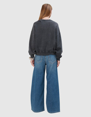 Sweatshirt Crew Boxy mit Label-Stickerei