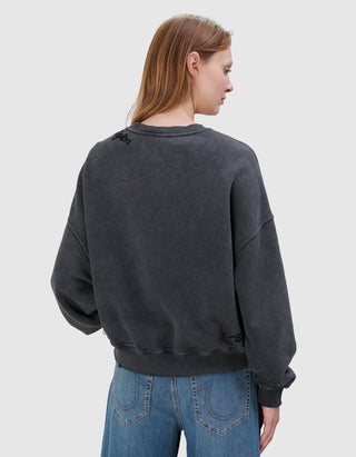 Sweatshirt Crew Boxy mit Label-Stickerei