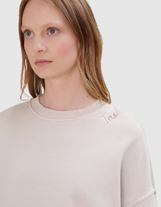 Sweatshirt Crew Boxy mit Label-Stickerei