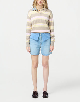 Gestreifter Polo-Kaschmir-Pullover Collegiate