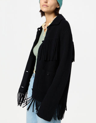 Wolle-Kaschmir-Mix Jacke Western Fringe