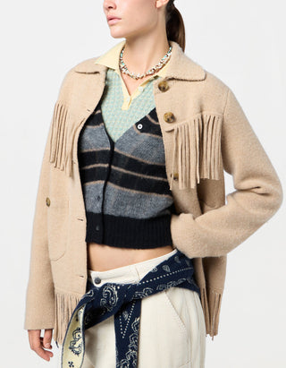 Wolle-Kaschmir-Mix Jacke Western Fringe