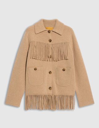 Wolle-Kaschmir-Mix Jacke Western Fringe