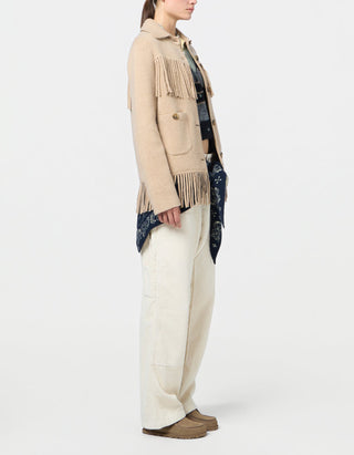 Wolle-Kaschmir-Mix Jacke Western Fringe