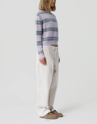 Cropped Oversize Kaschmir-Pullover Grizzly Stripe