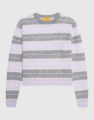 Cropped Oversize Kaschmir-Pullover Grizzly Stripe