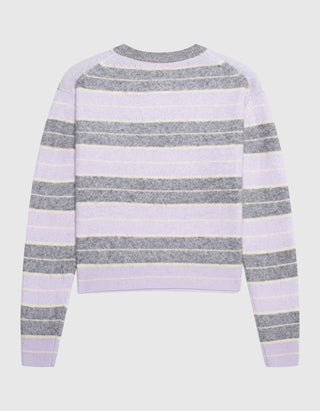 Cropped Oversize Kaschmir-Pullover Grizzly Stripe