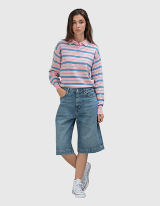 Kaschmir-Pullover Long Polo Collegiate Stripe