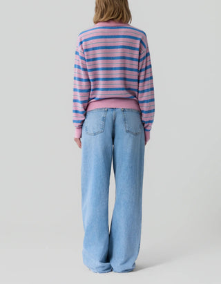 Kaschmir-Pullover Long Polo Collegiate Stripe