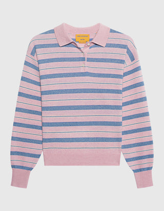 Kaschmir-Pullover Long Polo Collegiate Stripe