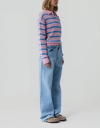 Kaschmir-Pullover Long Polo Collegiate Stripe