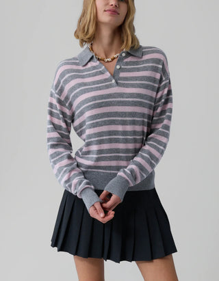 Gestreiftes Kaschmir-Polo Collegiate Stripe