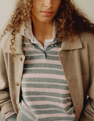 Gestreiftes Kaschmir-Polo Collegiate Stripe