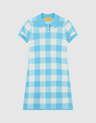 Kariertes Strick-Mini-Kleid Gingham
