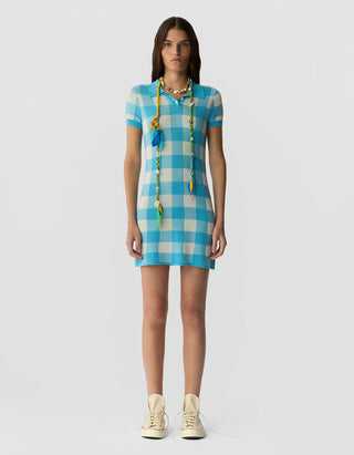 Kariertes Strick-Mini-Kleid Gingham