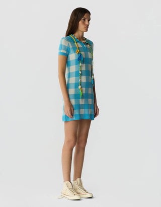Kariertes Strick-Mini-Kleid Gingham