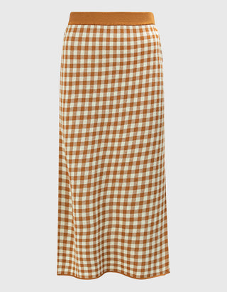 Karierter Midi-Rock Gingham Long
