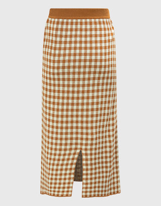 Karierter Midi-Rock Gingham Long