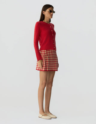 Strick-Mini-Rock Gingham Pleated