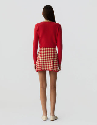 Strick-Mini-Rock Gingham Pleated