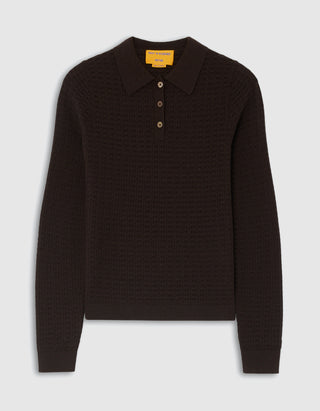 Kaschmir-Feinstrickpullover Shrunken Waffle Polo