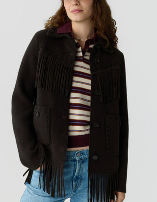 Wolle-Kaschmir-Jacke Western Fringe