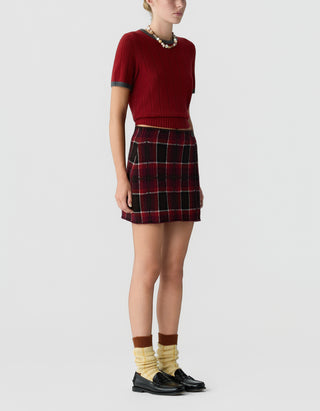 Woll-Kaschmir-Wickel-Mini Rock Tartan