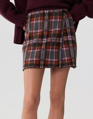 Woll-Kaschmir-Wickel-Mini Rock Tartan